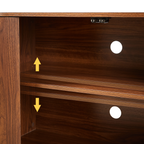 Walnut Sideboard Storage Cabinet with Wave Pattern - 64" Wide