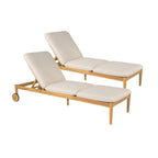 Riviera Outdoor Chaise Lounge with Wheels, Acacia Wood Frame - Natural (Set of 2)