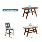 Counter Height 6-Piece Wood Dining Set with Storage Shelf - Walnut