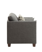 Light Charcoal Arm Chair with 3 Pillows and Nailhead Trim