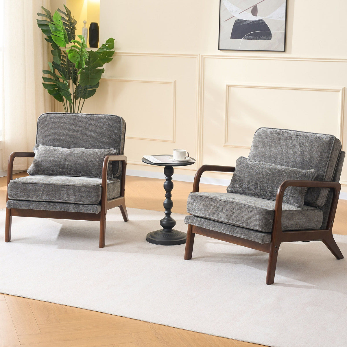 Upholstered Living Room Chair with Curved Armrests - Choice of Color