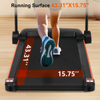2.5Hp Quiet Folding Treadmill with Heart Rate Sensor - Black