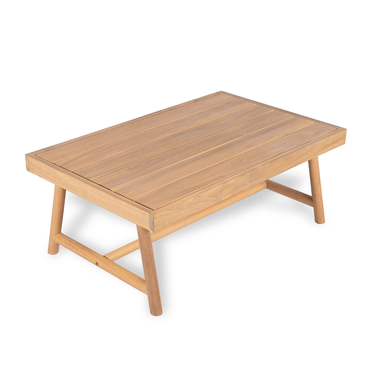 Patio Acacia Wood Chat Set with Water-Resistant Cushion - Beige