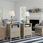 Fluted Nightstand with 2 Drawers and Soft-Close Slides - Multiple Colors