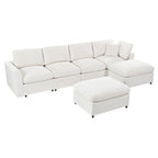 130.3" Chenille Modular Sectional Sofa with Removable Cushions - 6-Seater