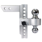 Aluminum Adjustable Trailer Drop Hitch with 8" Drop - Silver