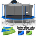 16ft Trampoline with Basketball Hoop and Double-Sided Cover - Blue