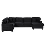U-Shaped Upholstered Sectional Sofa with Movable Ottoman