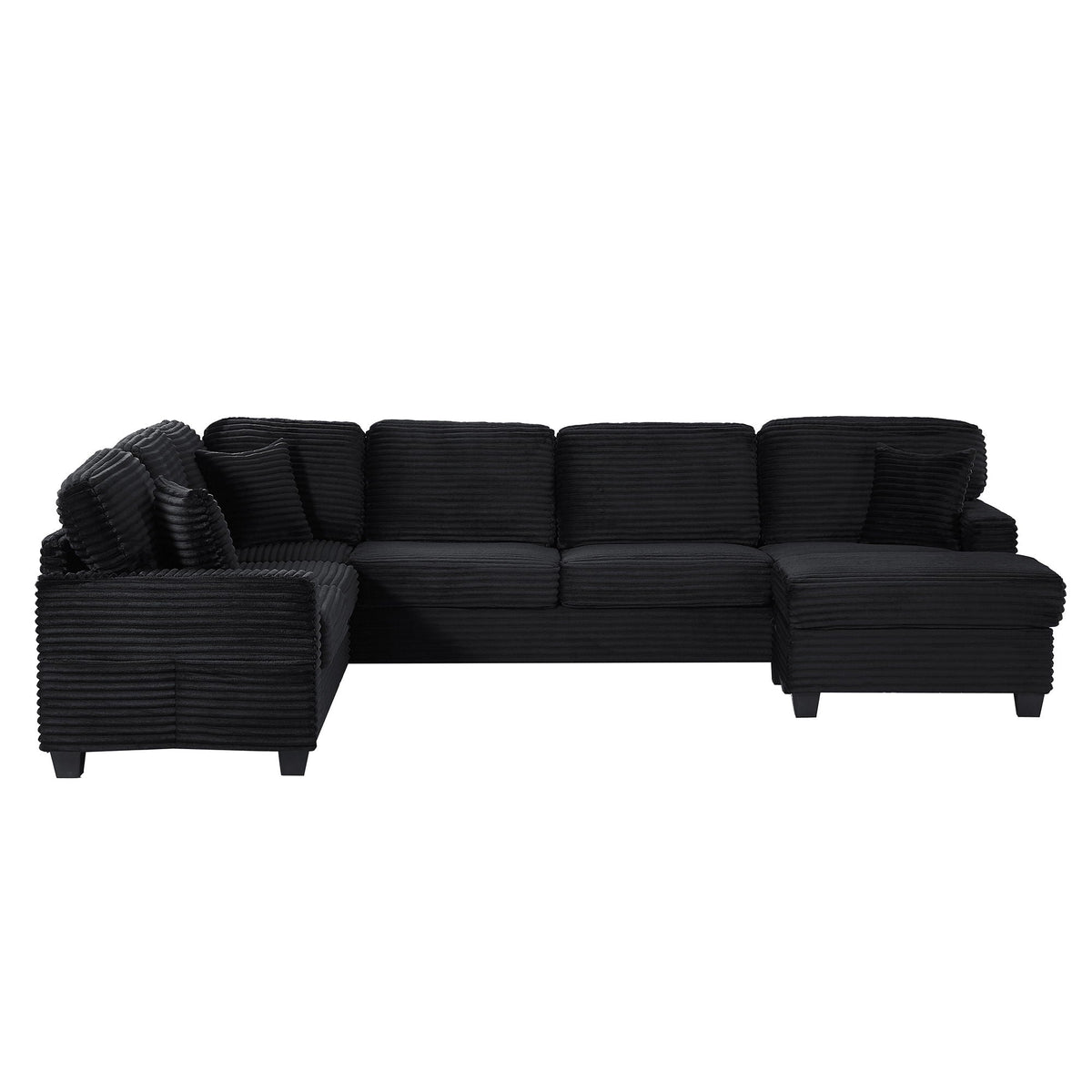 U-Shaped Upholstered Sectional Sofa with Movable Ottoman