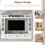 Wall Unit Entertainment Center with Glass Doors - White or Black