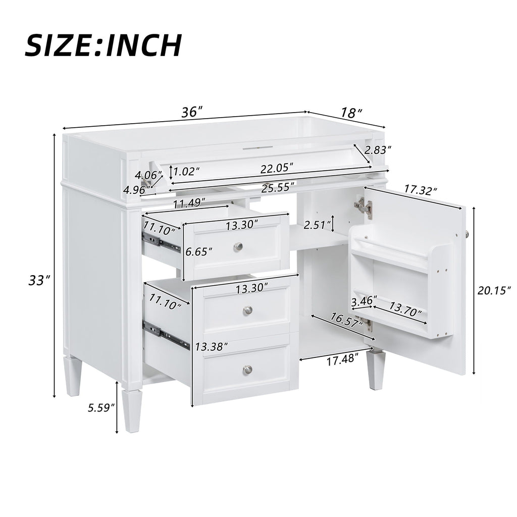 Bathroom Vanity with 2 Drawers and Tip-Out Storage - Multiple Colors