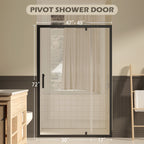 47-49" W × 72" H Pivot Shower Door with Easy-Clean Coating - Matte Black