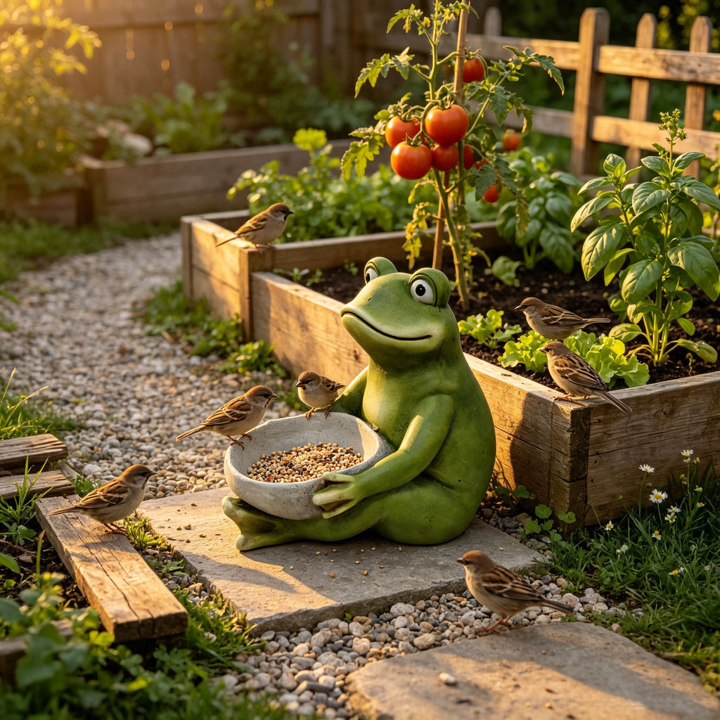 14-Inch Moss Frog Sculpture