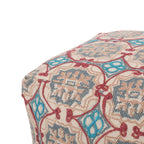 Handcrafted Fabric Accent Pouf with Rustic Elegance - Multicolor