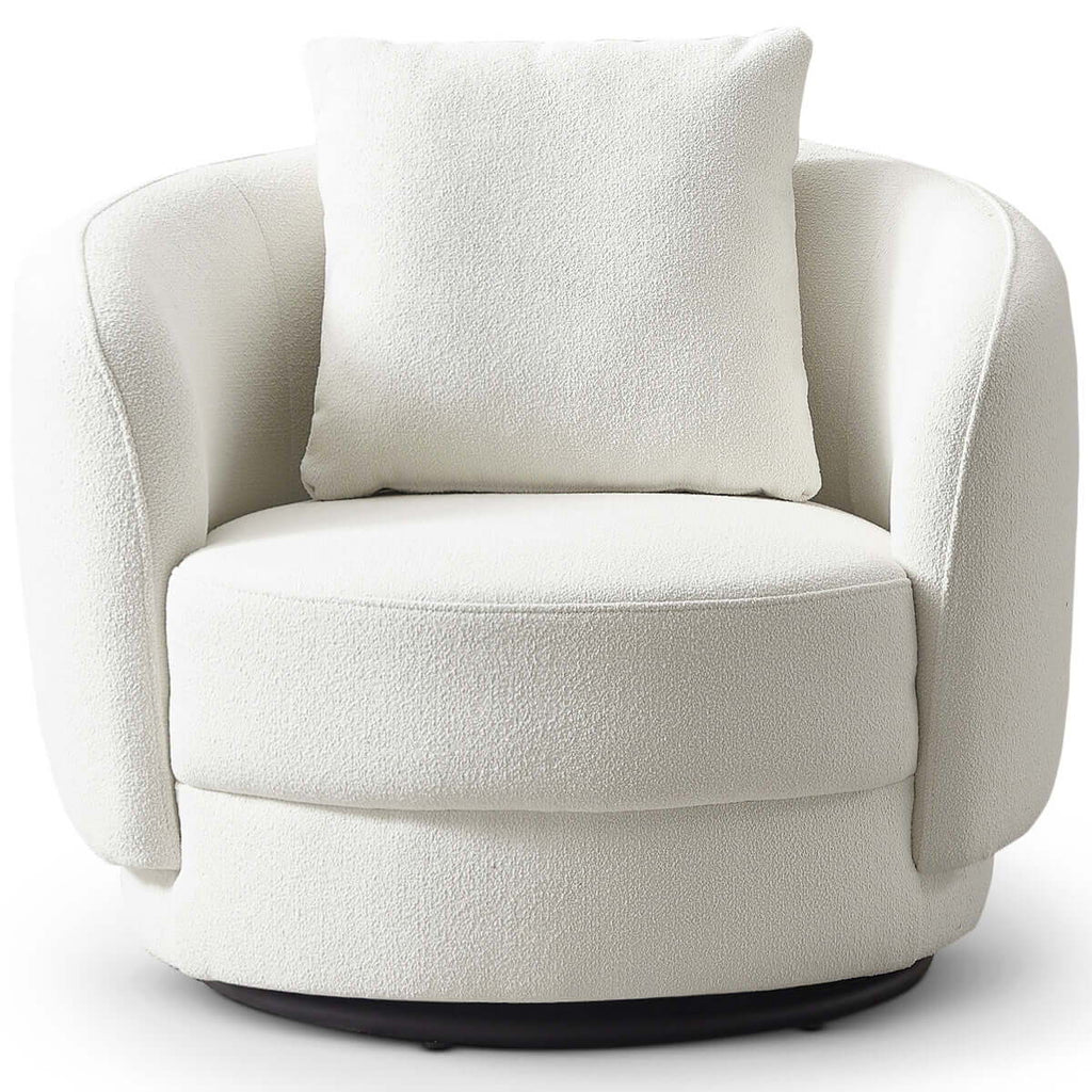 Boucle Lounge Chair with Solid Wood Frame - Beige or Yellow