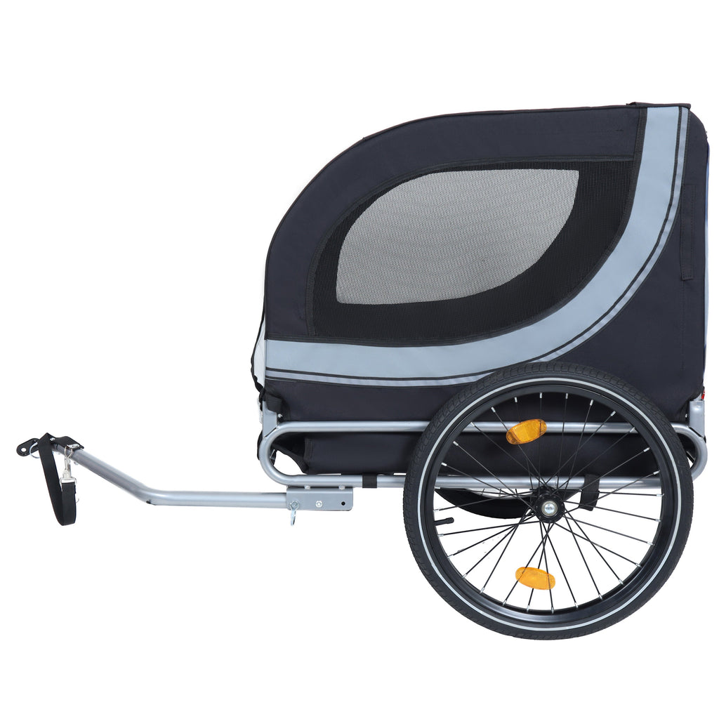 Large Folding Bike Trailer for Dogs with Mesh Ventilation - Gray