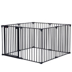 Adjustable Metal Safety Gate Play Yard with Pivoting Panels - Black