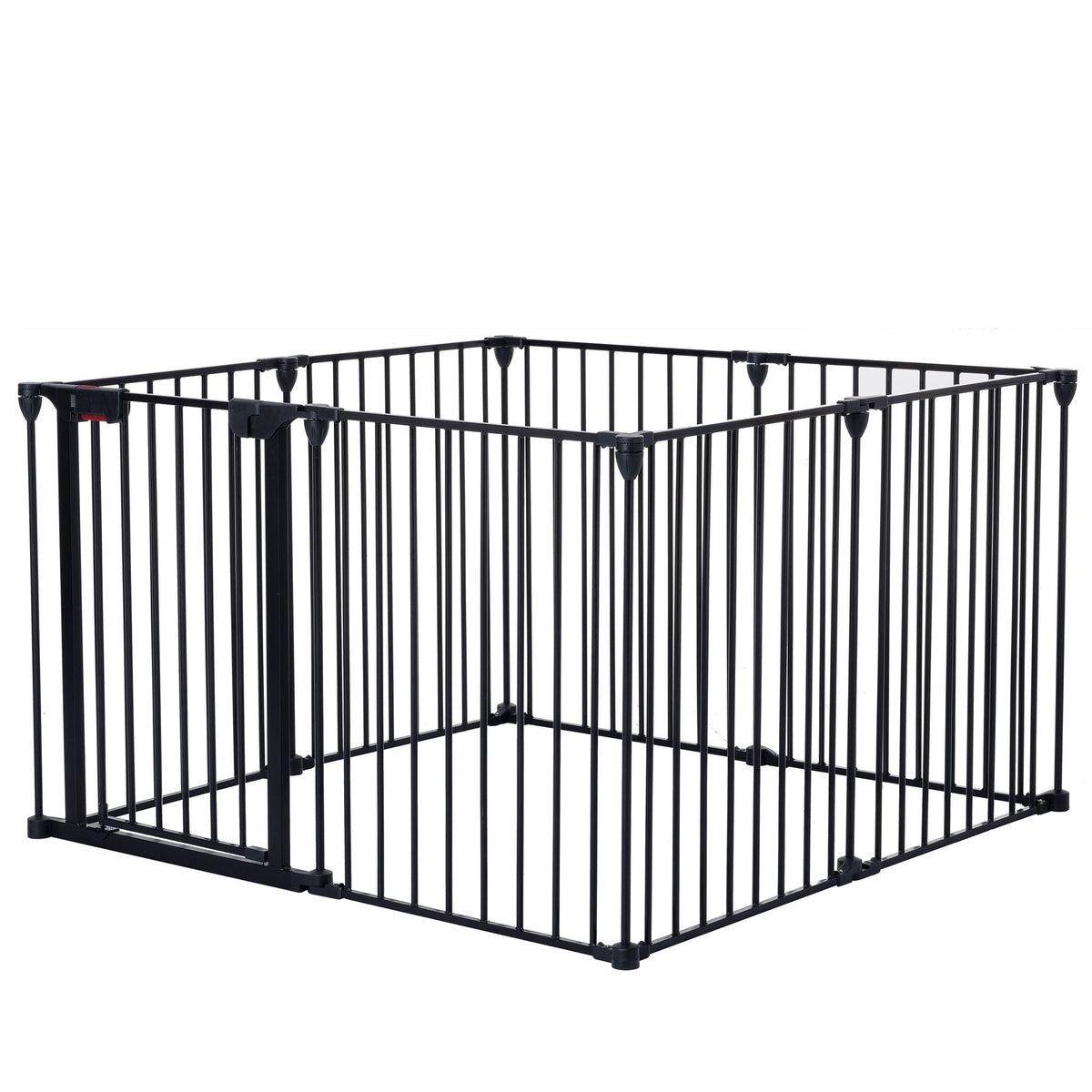 Adjustable Metal Safety Gate Play Yard with Pivoting Panels - Black
