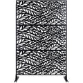 Metal Privacy Screen Room Divider with Freestanding Design - Black