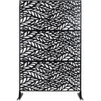 Metal Privacy Screen Room Divider with Freestanding Design - Black