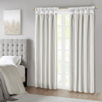 Twist Tab Total Blackout Window Curtain Panel with Thermal Lining - White
