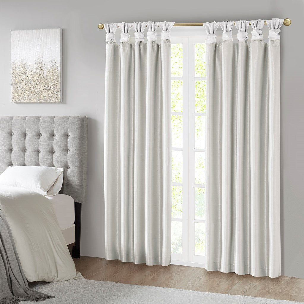 Twist Tab Total Blackout Window Curtain Panel with Thermal Lining - White