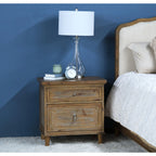 Taupe 2 Drawer Nightstand with Spacious Storage - Solid Wood