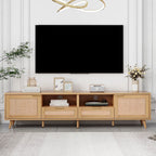 TV Stand Media Console with Cable Management - Light Brown or Black