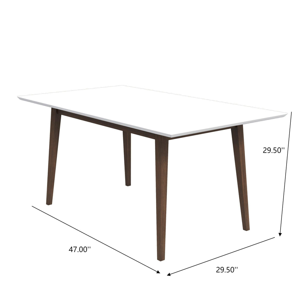Rectangular Modern Dining Table with Solid Wood Construction – Dark Brown or White