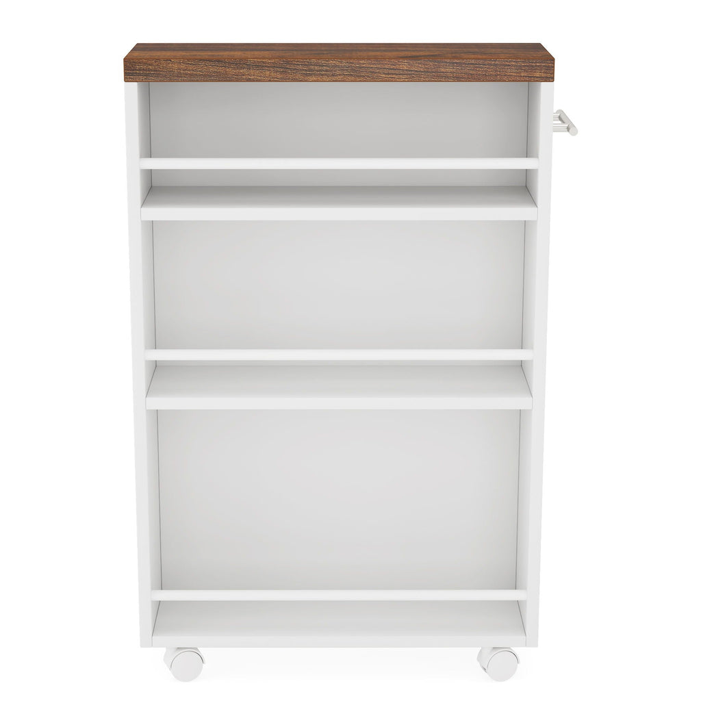 4 Tier Narrow Rolling Kitchen Slim Storage Cart with Locking Wheels – Black or White