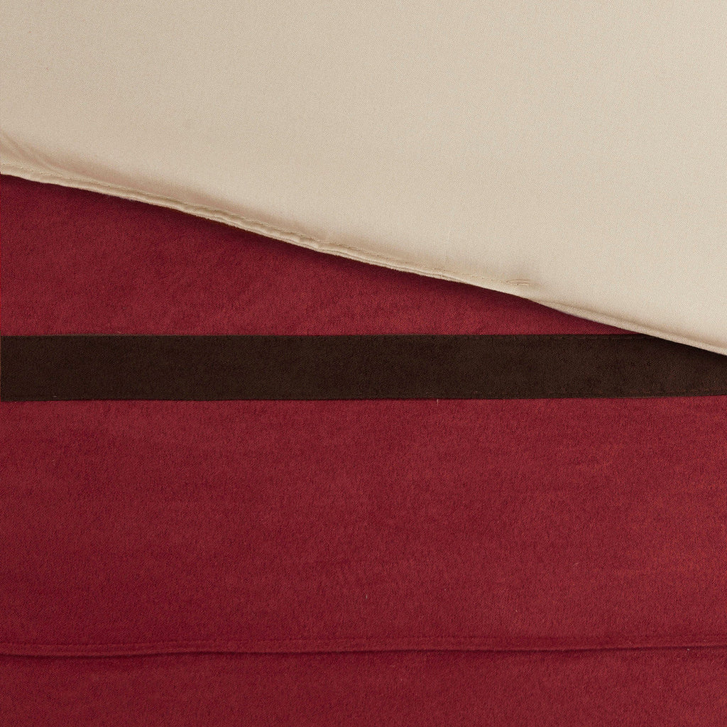 7-Piece Faux Suede Comforter Set with Embroidered Pillows - Red