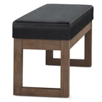 Milltown Large Ottoman Bench with Solid Wood Frame - Midnight Black