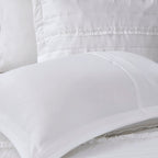 5 Piece Microfiber Ruffled Comforter Set with Hypoallergenic Fill - White