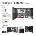 LED Bathroom Medicine Cabinet with Multi-Layer Storage - Aluminium