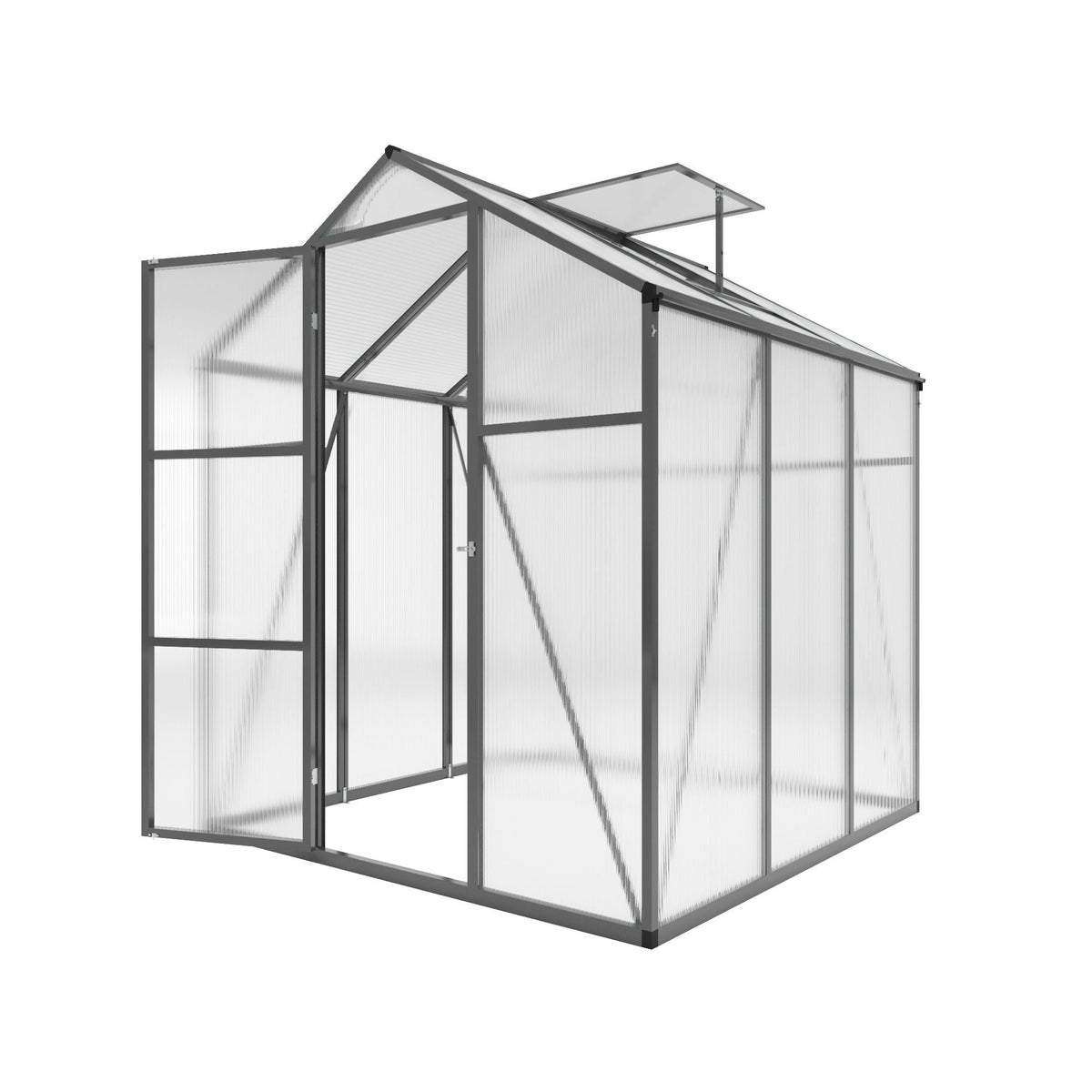 Windproof Greenhouse with Raised Base - Polycarbonate Panels - Black