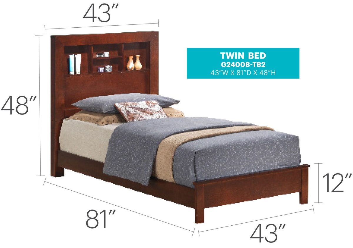 Transitional Storage Bed with Headboard Shelving - Multiple Colors