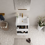 24" Wall-Mounted Bathroom Vanity with Stone Resin Sink and Storage Cabinet