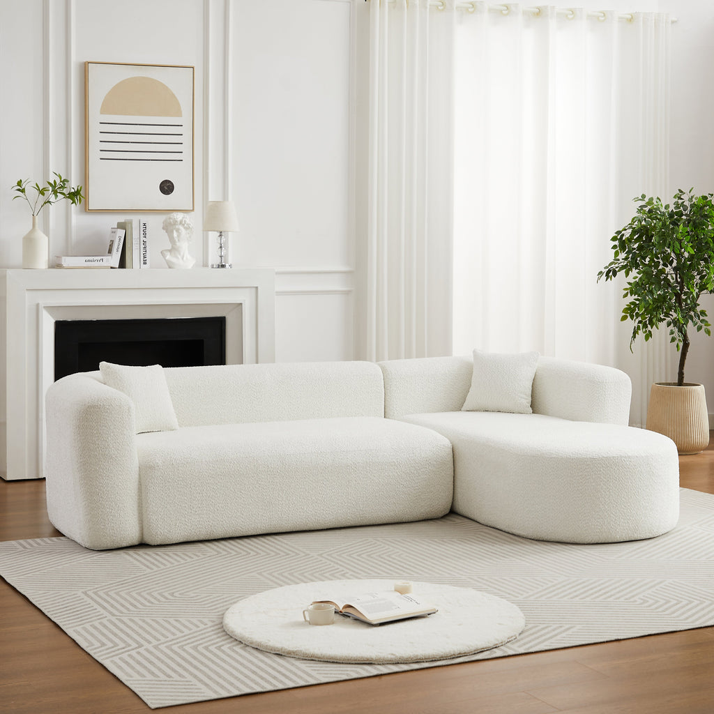Modular Sectional Sofa with Curved Back - Beige