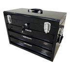 20'' Portable 3-Drawer Steel Toolbox with Top Storage Tray - Black
