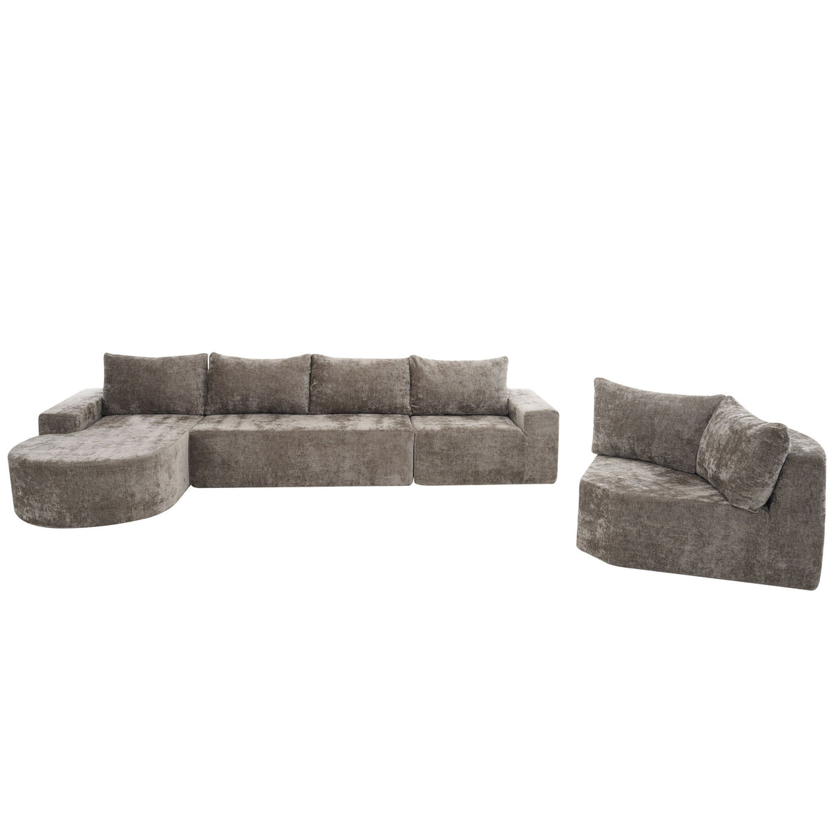 Modular Cloud Sectional Sofa Set with Deep Seating - Choose Beige, Dark Gray, or Dark Brown