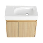 Modern Bathroom Vanity with Ceramic Basin and Storage Cabinet - Light Brown, Black, or White