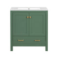 Green Bathroom Vanity with Single Undermount Sink and Storage - Solid Wood
