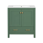 Green Bathroom Vanity with Single Undermount Sink and Storage - Solid Wood