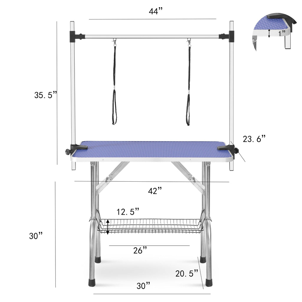 Large Heavy Duty Pet Grooming Table with Adjustable Arm - Black or Blue
