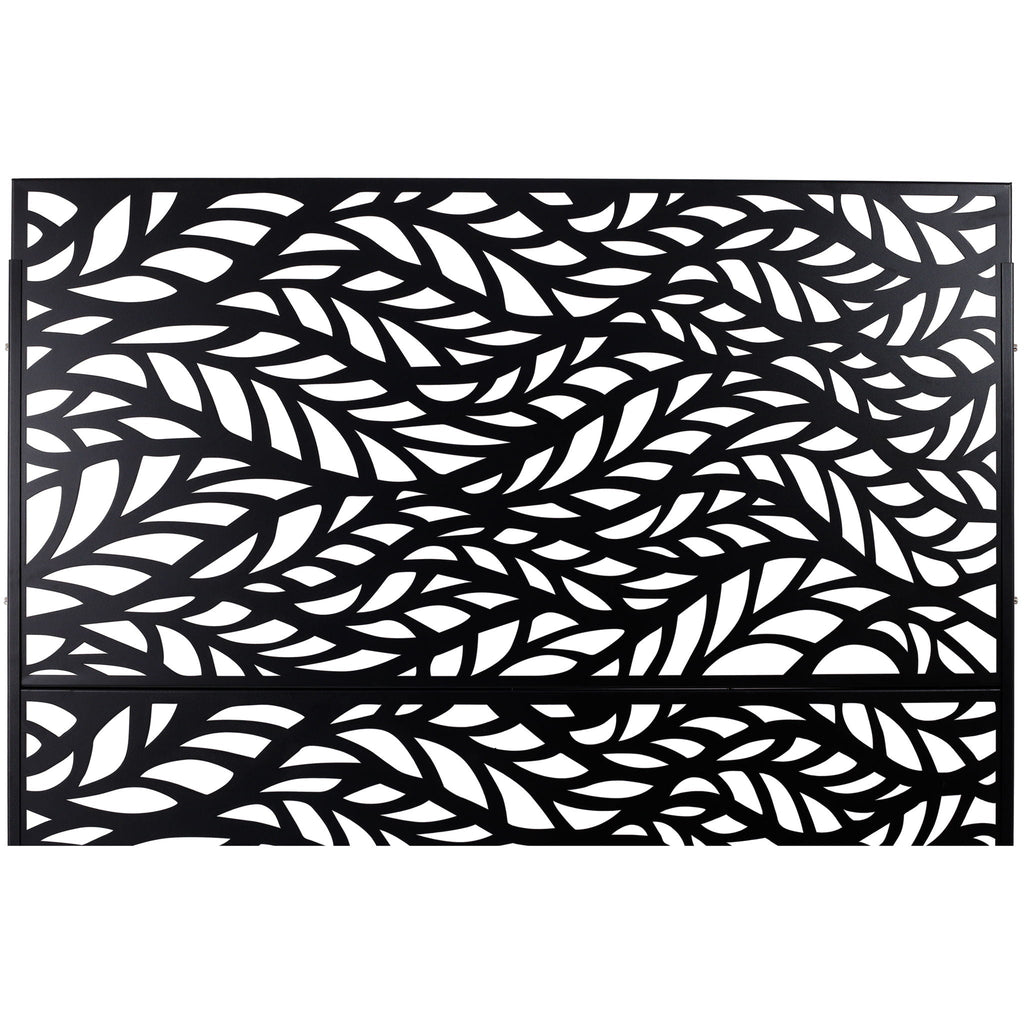 Metal Privacy Screen Room Divider with Freestanding Design - Black