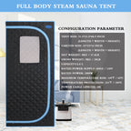 Full Size Portable Steam Sauna Tent with Stainless Steel Frame - Black
