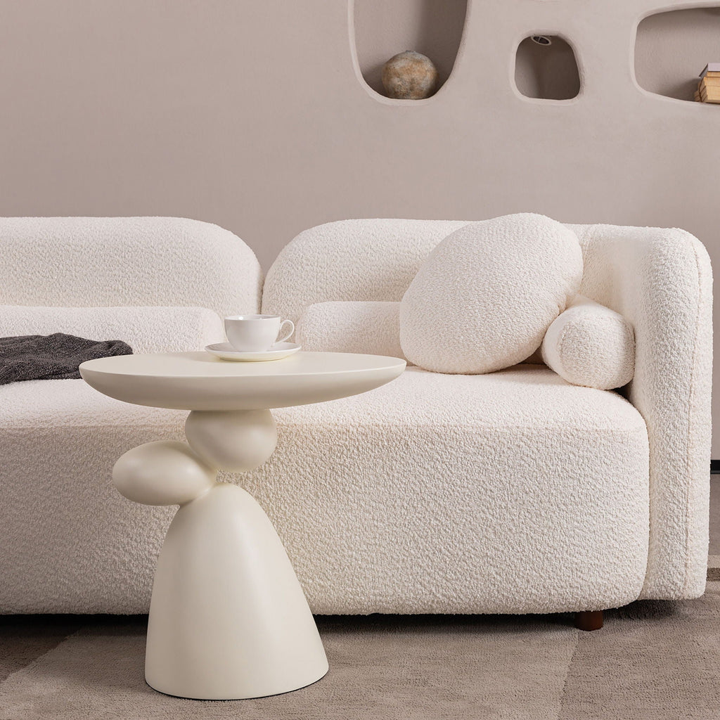 Lucky Stone Shaped Table with Sculptural Base – White, Black, or Gray