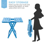 Folding Square Table for Backyard with Space-Saving Design - Blue