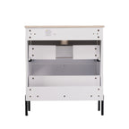Bathroom Vanity With Ceramic Sink and Fluted Design - Dark Green, White, Light Brown