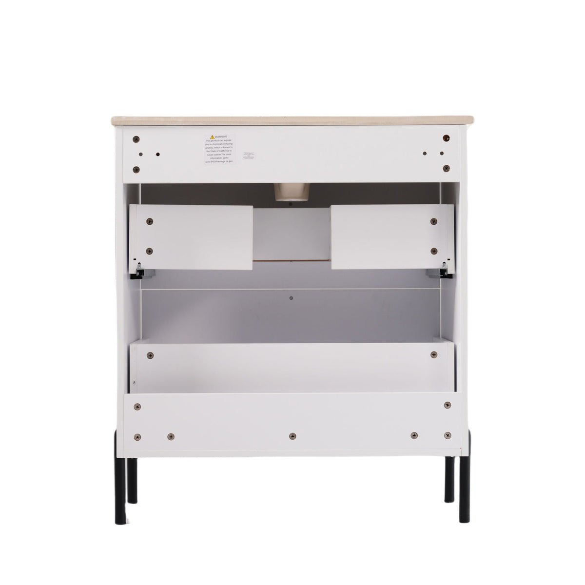Bathroom Vanity With Ceramic Sink and Fluted Design - Dark Green, White, Light Brown
